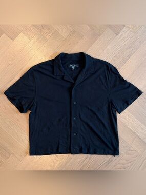 Rag & Bone Black Short-Sleeve Camp Collar Button-Down Shirt